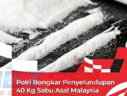 Polri Bongkar Penyelundupan 40 Kg Sabu Asal Malaysia