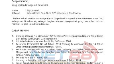 Bang Juned Layangkan Surat Permintaan Hearing ke Ketua Satgas MBG Bondowoso