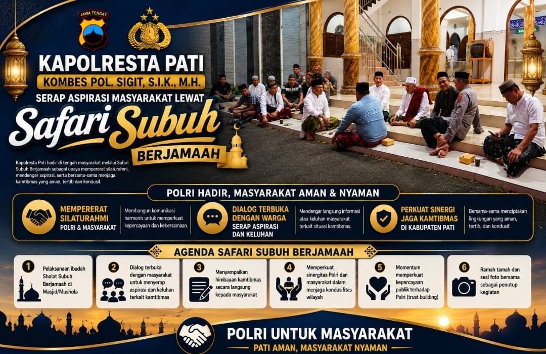 Kapolresta Pati Sapa Warga Lewat Safari Subuh, Perkuat Kamtibmas dari Masjid