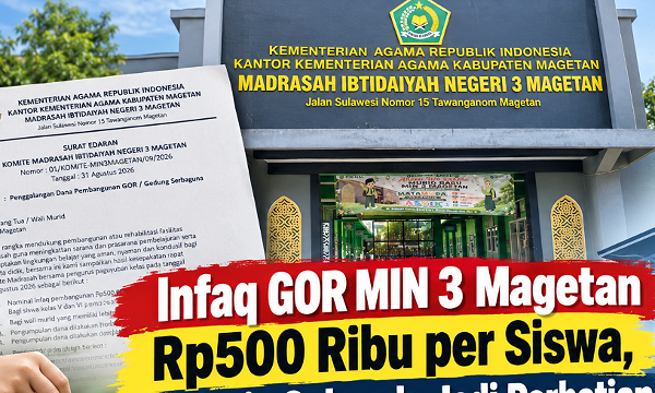 Infaq Pembangunan GOR MIN 3 Magetan Dipatok Rp500 Ribu per Siswa, Pungutan atau Sukarela???